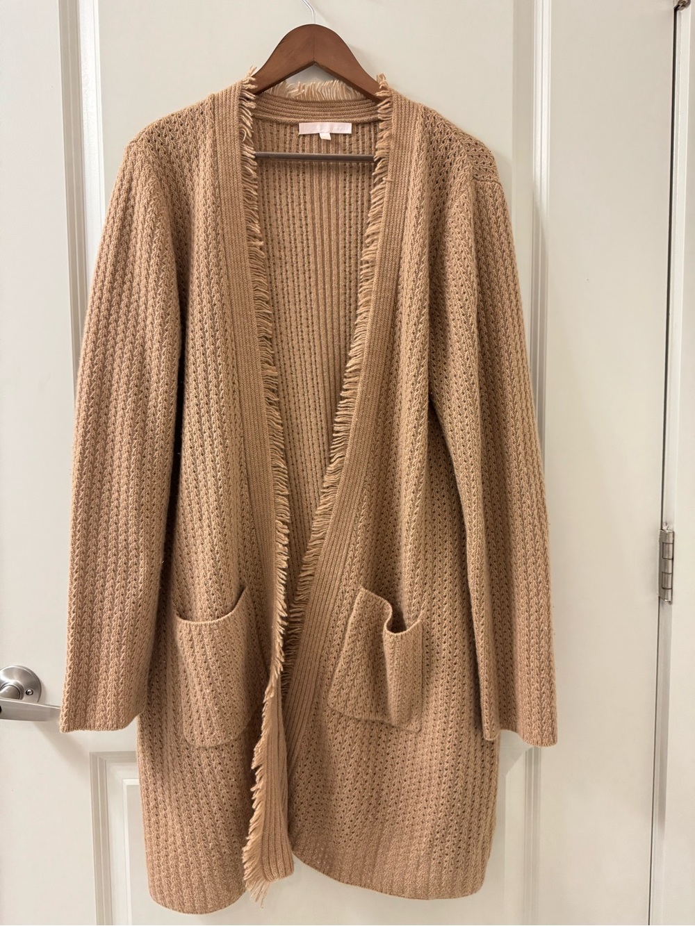 Womens The Cashmere Project Cardigan 100% Cashmere Sz XL Fringe Trim Sweater Lux